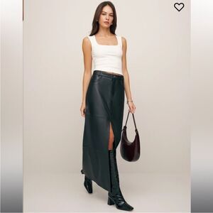 Reformation Tazz Black Leather Maxi Skirt